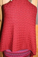 ARAN Poncho rot-meliert 3-fach