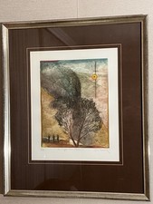 René Carcan Aquatinta Radierung „Le Soufflé dans l‘arbre“ signiert nummeriert