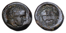 Mazedonisches Königreich. Philipp II. 359-336 v. Chr. AE 17,5mm, 6,4g. Apollo Reiter