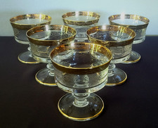 Manufaktur Murano Glas Champagner Schalen Medici 24K Goldrand Gravur 6-teilig