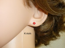 Ohrstecker Koralle rek. Cabochon Rot 4mm 6mm Silber 925 Gold