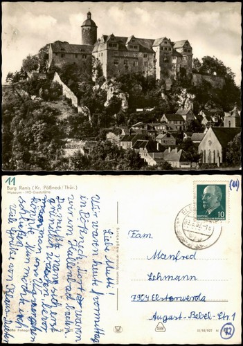 Ansichtskarte ranis burg - ansichtskarte,