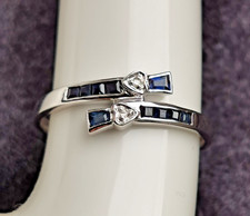 Toller Goldring Weißgold 585, 14 K Ring mit 10 Saphiren, Gr.64 (20,3 mm Ø)