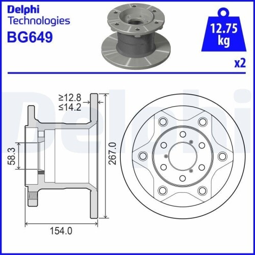 Bremsscheibe delphi bg649 - 2x,
