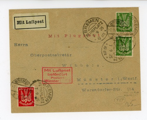 Flugpost vom 1925 von - 7.9.1925,