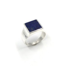 925 Silber Ring Lapislazuli klassischer Siegelring quadratisch Herren Schmuck 65