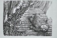 A. Paul Weber, Original Lithographie 1950, signiert, Der Sturz