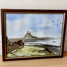 Schloss lindisfarne aquarell - lindisfarne,