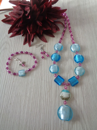 Schmuckset blau rosa lila - schmuckset, blau-rosa-lila