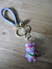 Schlüsselanhänger  mit Schlüsselring, Karabiner + Schlaufe - Teddy in lila