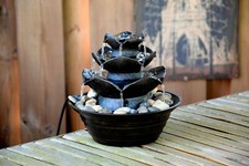 Tischbrunnen 3-stufig Zimmerbrunnen Cascade Steinoptik Wasserbrunnen Indoor