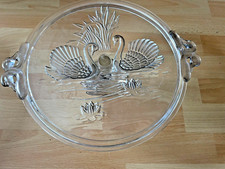 Dekorative Glastortenplatte mit Fuß - 32 /37 x 10 cm - Kuchen Torte Gebäck