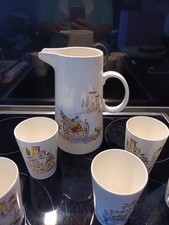 Melitta Keramik Saft Krug und 6 Keramik Becher Bella Italia 50 er Jahre ! Rar !