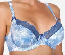 Schicker BÜGEL-BH blau-weiss SPITZE 75 80 85 90 95 100 Cup D NEU