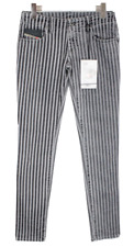 Diesel Grupee 0820Z Jeans Damen W28/L32 Skinny Fit Ripped Nadelstreifen Zip Fly