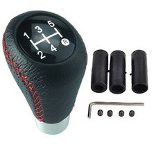 Schaltknauf Knauf Schalthebel Hebel 5 Gang schwarz Loch Naht rot mit 3 Adaptern