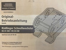#37/19 Rädlinger Lehnhoff HS01 Schnellwechsler Bedienungsanleitung servicemanual