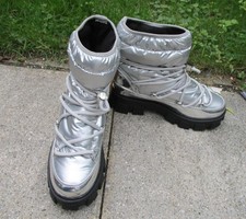 Even&Odd Silber Gesteppt Thermo Moonboots mit Schnürung Gr.39
