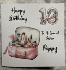 Personalisierte Make-up Geburtstagskarte, Schminkliebhaber, Meilenstein Geburtstag, rosa