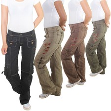 Damen Cargohose Baggy Cargo Cargojeans Boyfriend Hose Hüfthose Jeans in 4 Farben
