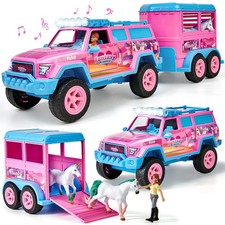 Pferde Spielzeug Geschenke für Mädchen 3 4 5 6 Jahre 116 Rosa Autotransporter...