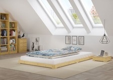 Niederflurbett Futon niedriges Holzbett 120x200 Fichte geölt Jugendbett Kinder