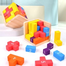 Bunte holzblöcke puzzle - holzblöcke-puzzle, 3d