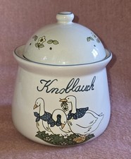 MANDARIN Stoneware Steinzeug Topf Knoblauch Zwiebel Knoblauchtopf Deckeldose