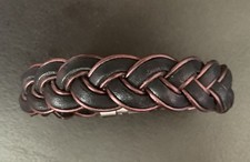 Lederarmband Schwarz/ Kupfer geflochten mit Edelstahlschliesse von ALRAUNE