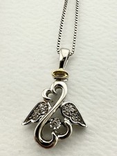 JANE SEYMOUR 925 & 10K DIAMANT OFFENE HERZEN ENGEL RHYTHMUS 18" HALSKETTE K359C