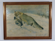 Kurt Meyer-Eberhardt Ölgemälde antik Fuchs Ente Schnee signiert 1920; K118 1342