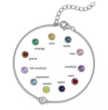 Zartes, zierliches Geburtsstein Armband, Sterling Silber/925, Juwelier Qualität