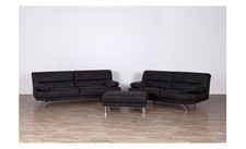 Couchgarnitur "Bruno" 3er und 2er Sofa plus Hocker Anthrazit