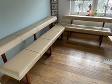 Team 7 Eckbank Leder - Nußbaum 2teilig cremefarben gebraucht