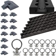 Airlineschienen Zurrschienen SET Alu schwarz eckig mit Zurrösen und Endkappen