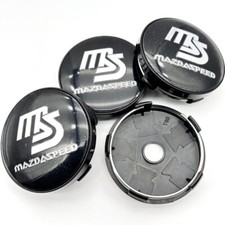 4x 60mm Für Mazda Auto Nabendeckel MS MazdaSpeed Emblem Felgendeckel Schwarz NEW