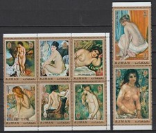 Ajman 1971 ** Mi.853/60 A Zdr. Aktgemälde Nude Paintings Pierre-Auguste Renoir