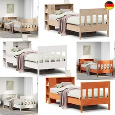 Massivholzbett mit Regal