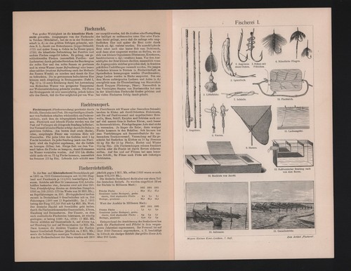 Lithografie 1908 fischerei - 1908,,