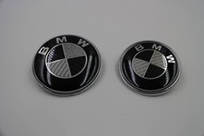 (82MM+74MM) Emblem Carbon Optik für BMW Motorhaube Heckklappe E46 E90 E92...