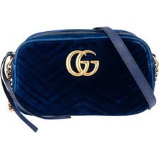 Gucci Blue Velvet Marmont GG Crossbody Bag Tasche