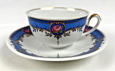 Weimar Porzellan Mokka-/Espressotasse mit Untertasse Rose Jugendstil