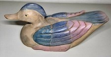 Holzente, bemalte Ente aus Holz, Tierfigur, Ente bunt 34cm lang, 12cm breit