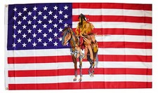 Flagge Fahne USA+Indianer mit