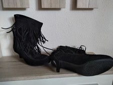 Westernstiefel, Heels, Wildleder Imitat, schwarz, Stiefeletten Gr. 41