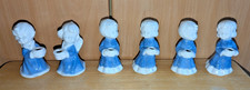 6 Engel Vintage 6 Porzellan Engelsfiguren blau weiß Kerzenhalter je 9,5 cm hoch