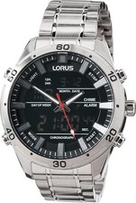 LORUS RW651AX9 Armbanduhr Herren Edelstahl 46 mm Silberfarben Quarz Digital NEU