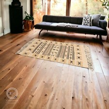 Schurwolle Teppich Beige mit