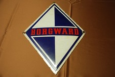 Borgward Emailschild blau weiß rot alt