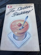 Emallie/ Blech Schild Dr. Oetker Pudding Baumeister 46 Rar/Selten Deko Garten 